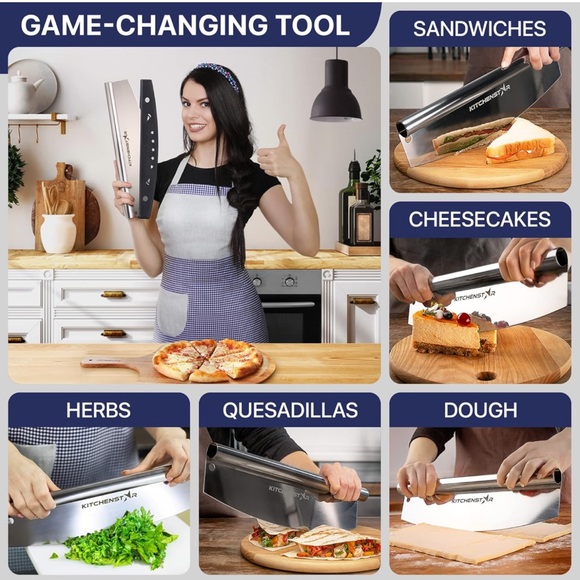 KitchenStar Stainless Steel Pizza Cutter Rocker - Picture 4 of 10